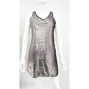 ROMEO & JULIET NWT Couture Silver Sleeveless Sequin Slip Dress SMALL
